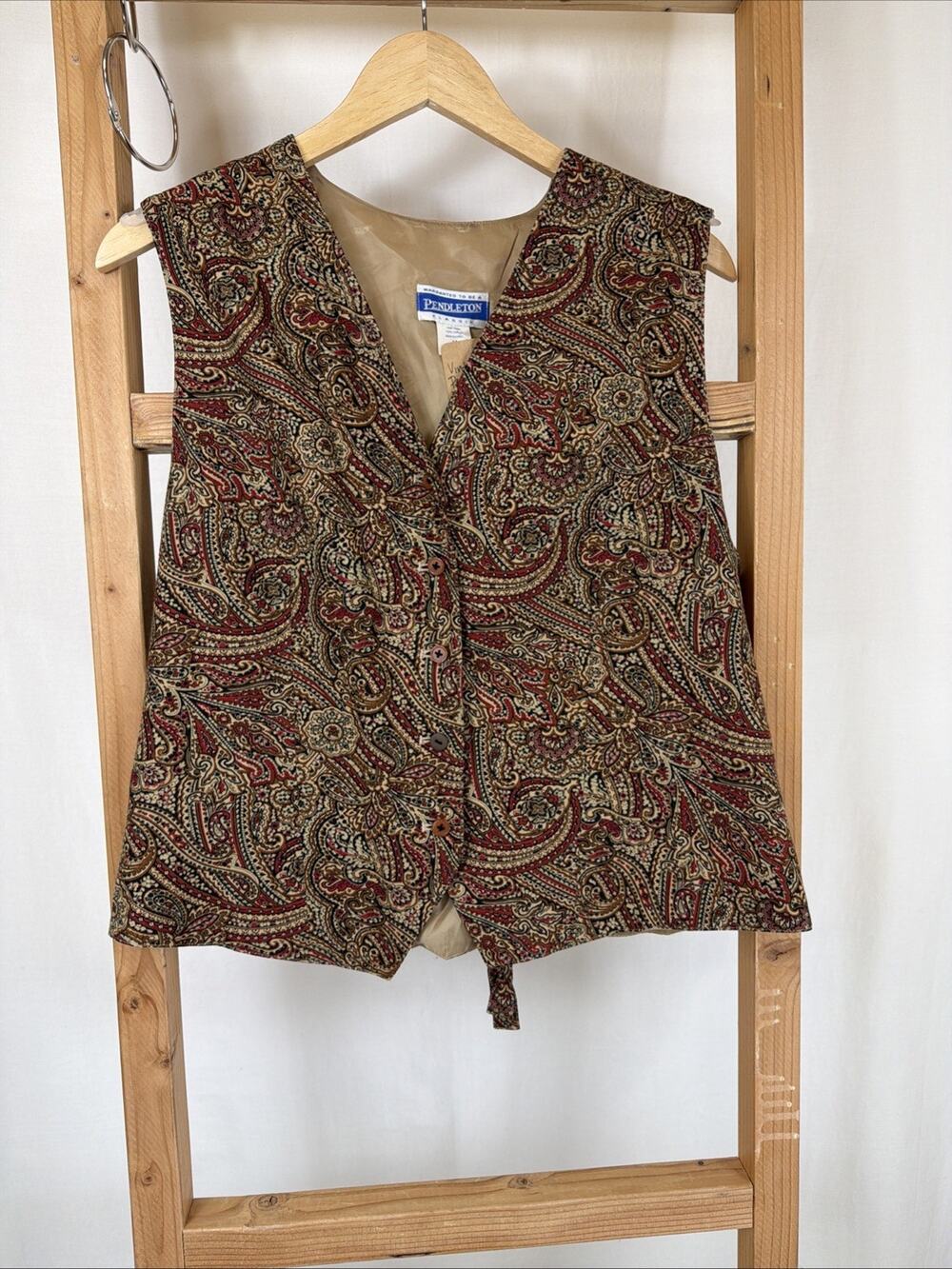 Pendleton Classic Multicolor Paisley Rayon Vest #1211 Size XL